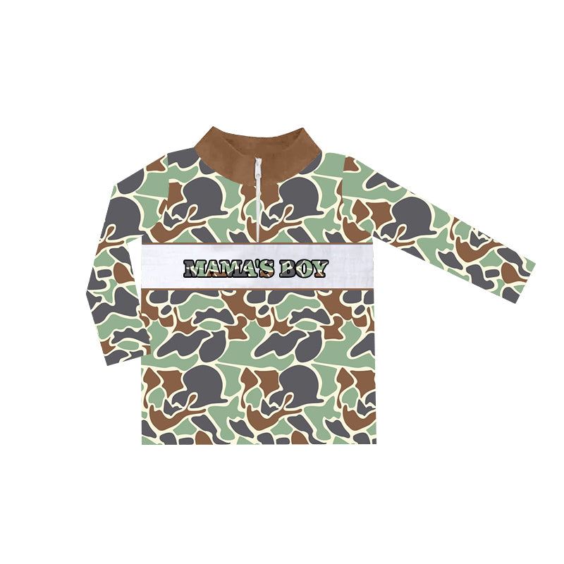 Mamas boy green camo long sleeve top preorder