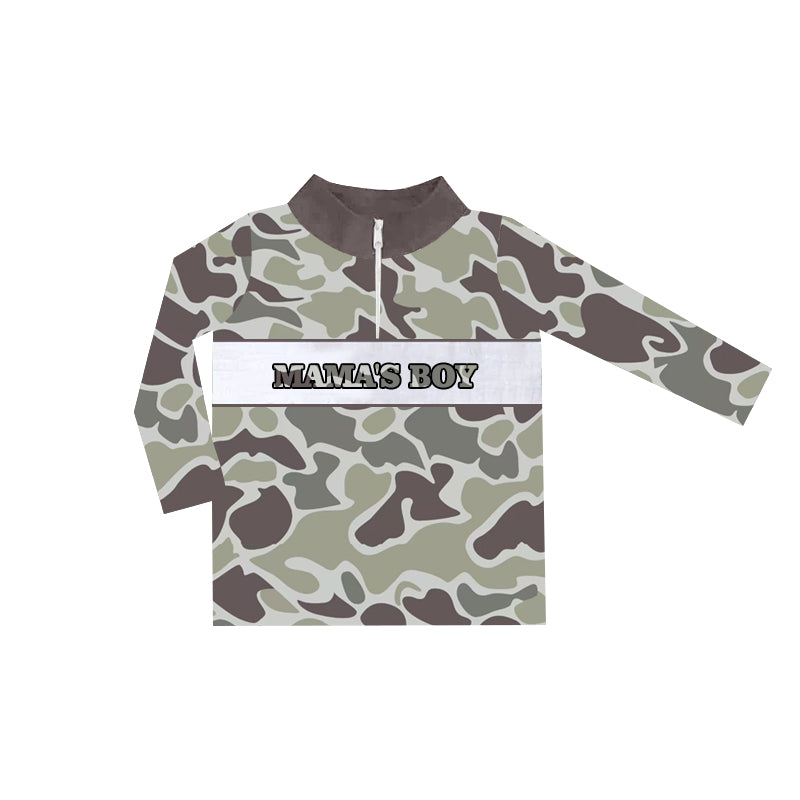 Mamas boy grey camo long sleeve top preorder
