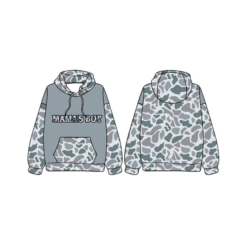 Mamas Boy Light Grey Camo Long Sleeve Hoodie Pullover Preorder