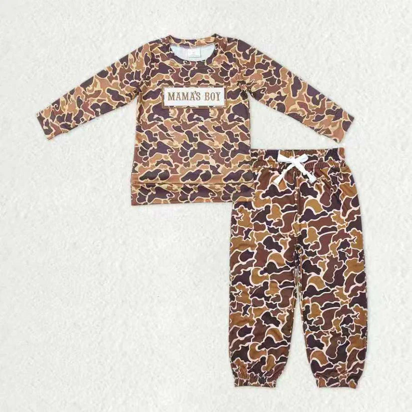 Mamas boy long sleeve top matching pants kids outfit