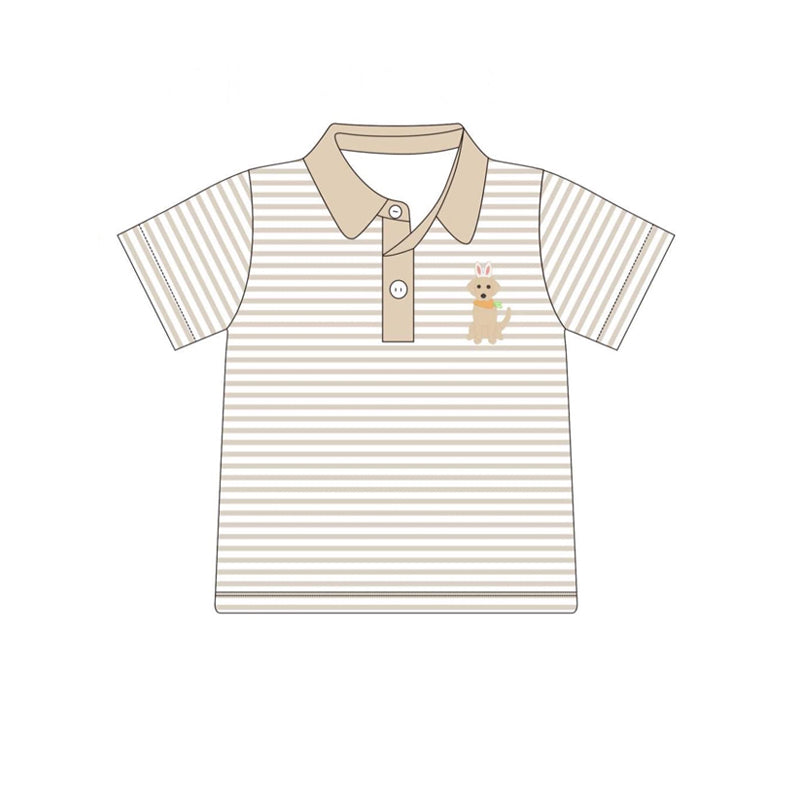 Toddle baby boy Easter dog stripes short sleeve polo t-shirt top preorder