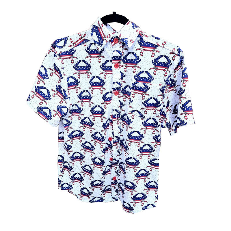 Toddle boy July 4th crab print holiday day shirt preorder