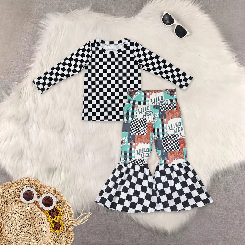 Long sleeve top matching pants girls holiday outfit