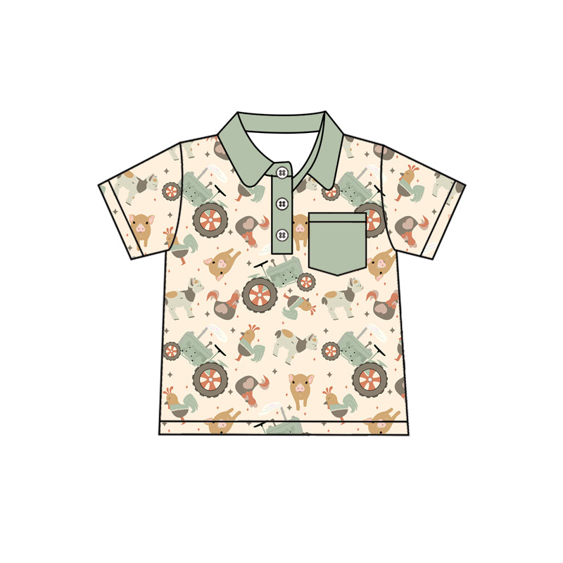 Toddle kids farm animal tractor polo shirt preorder
