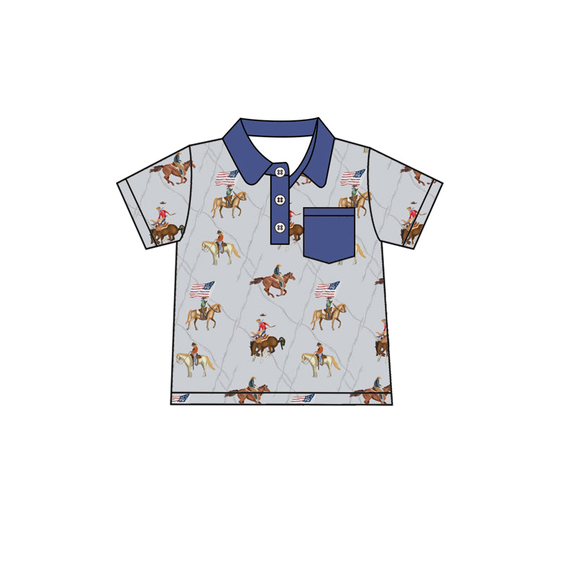 Toddle baby boy July 4th western top shirt preorder