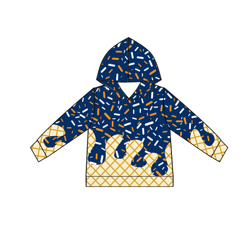 Baby boy long sleeve navy orange hoodie top preorder