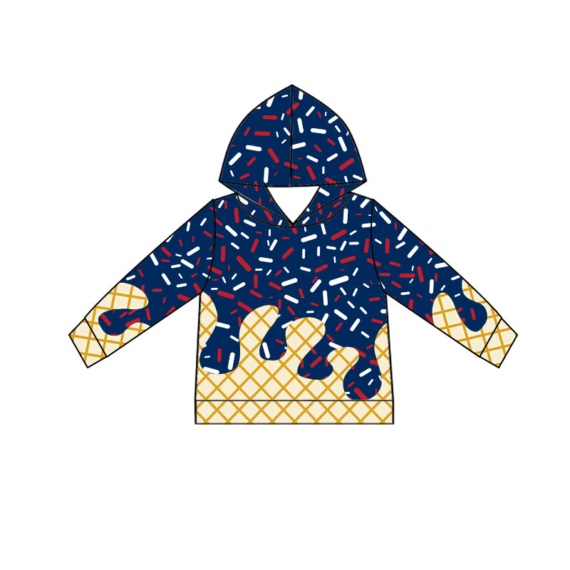 Baby boy long sleeve navy red hoodie top preorder