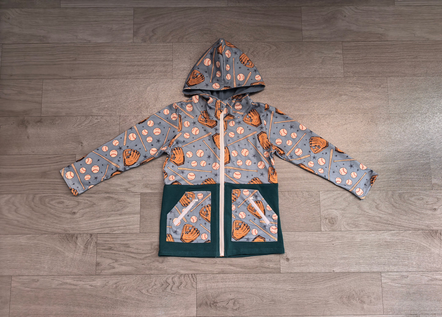 Baby boy baseball design long sleeve hoodie top preorder