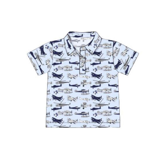 Plane design boy short sleeve polo shirt preorder
