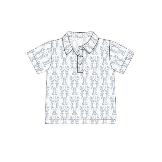 Crawfish design boy short sleeve polo shirt preorder