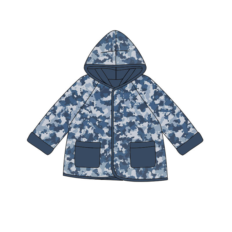 Blue Camo kids boy long sleeve hoodie top preorder