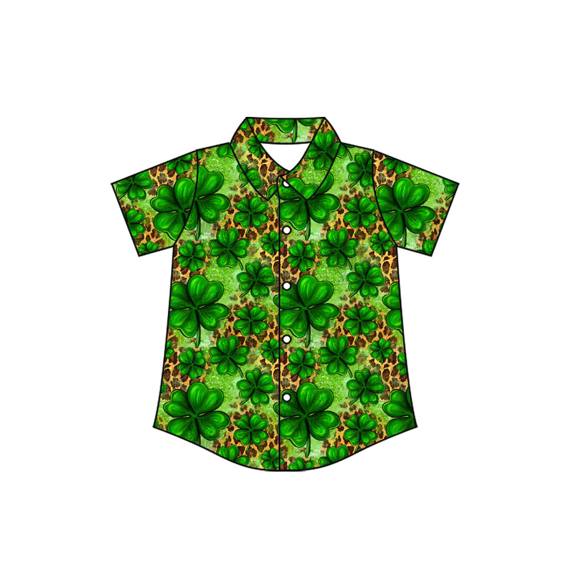 Saint Patrick's Day baby boy button shirt preorder