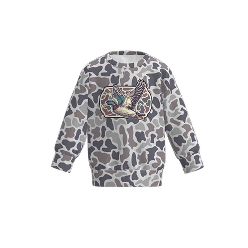 Grey camo kids boy long sleeve top preorder