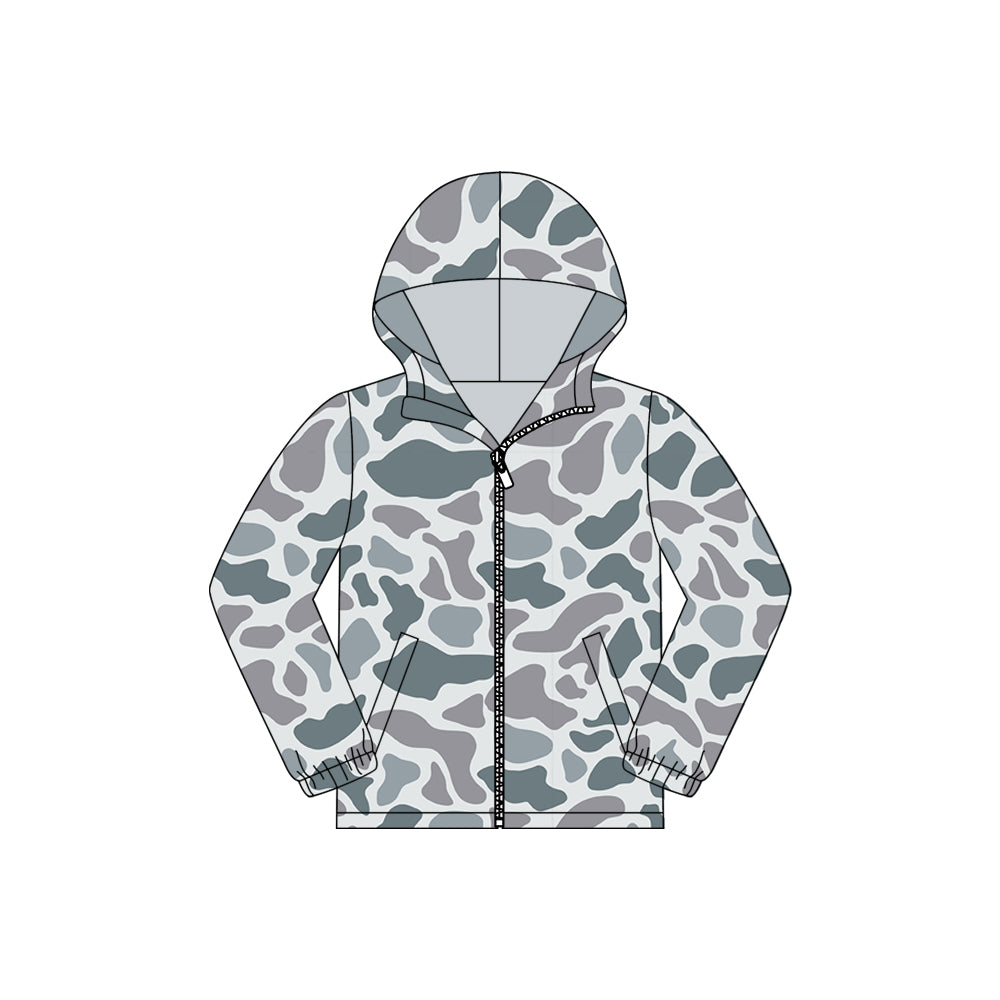 Adult women light grey camo long sleeve hoodie top preorder
