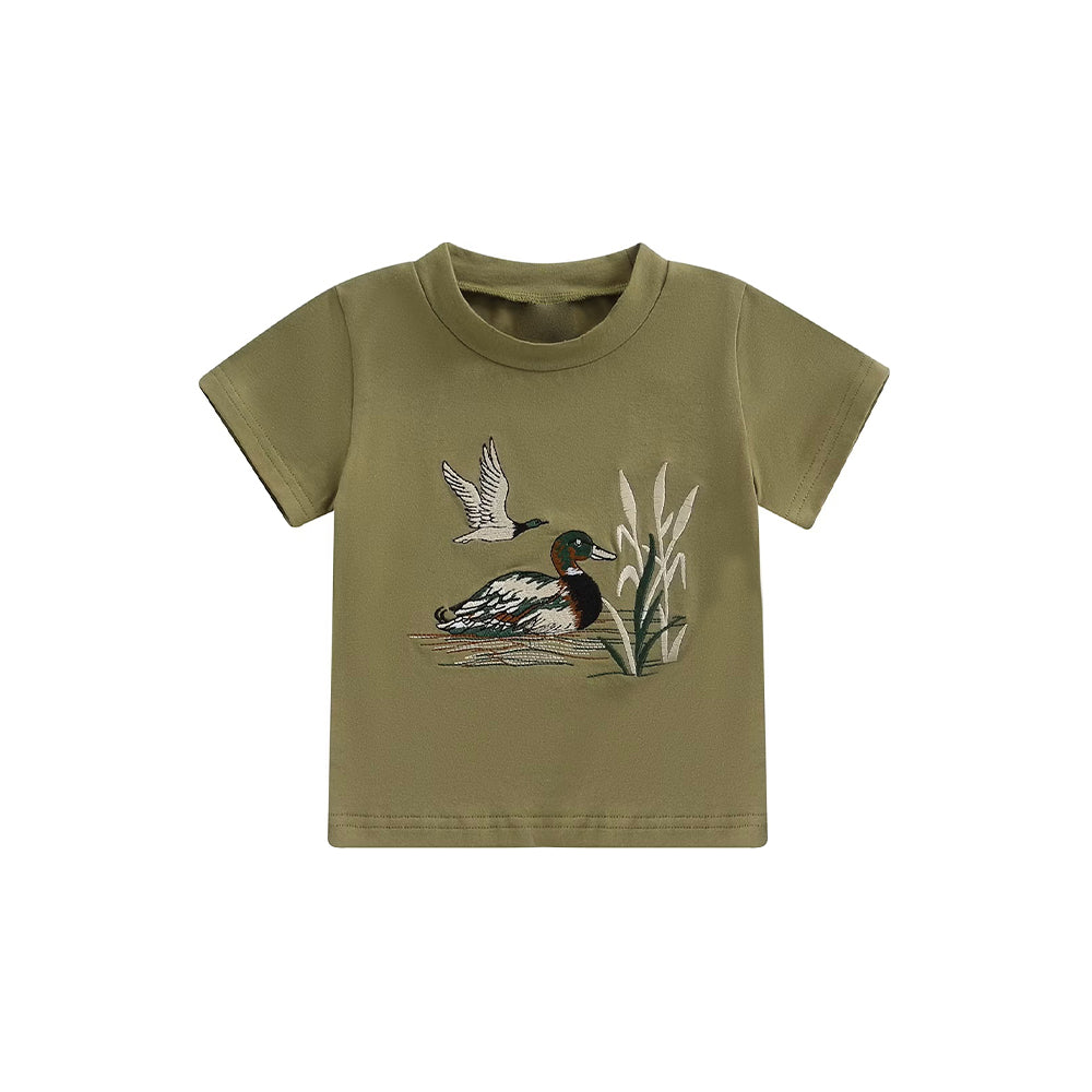 Mallard duck print boy short sleeve top preorder