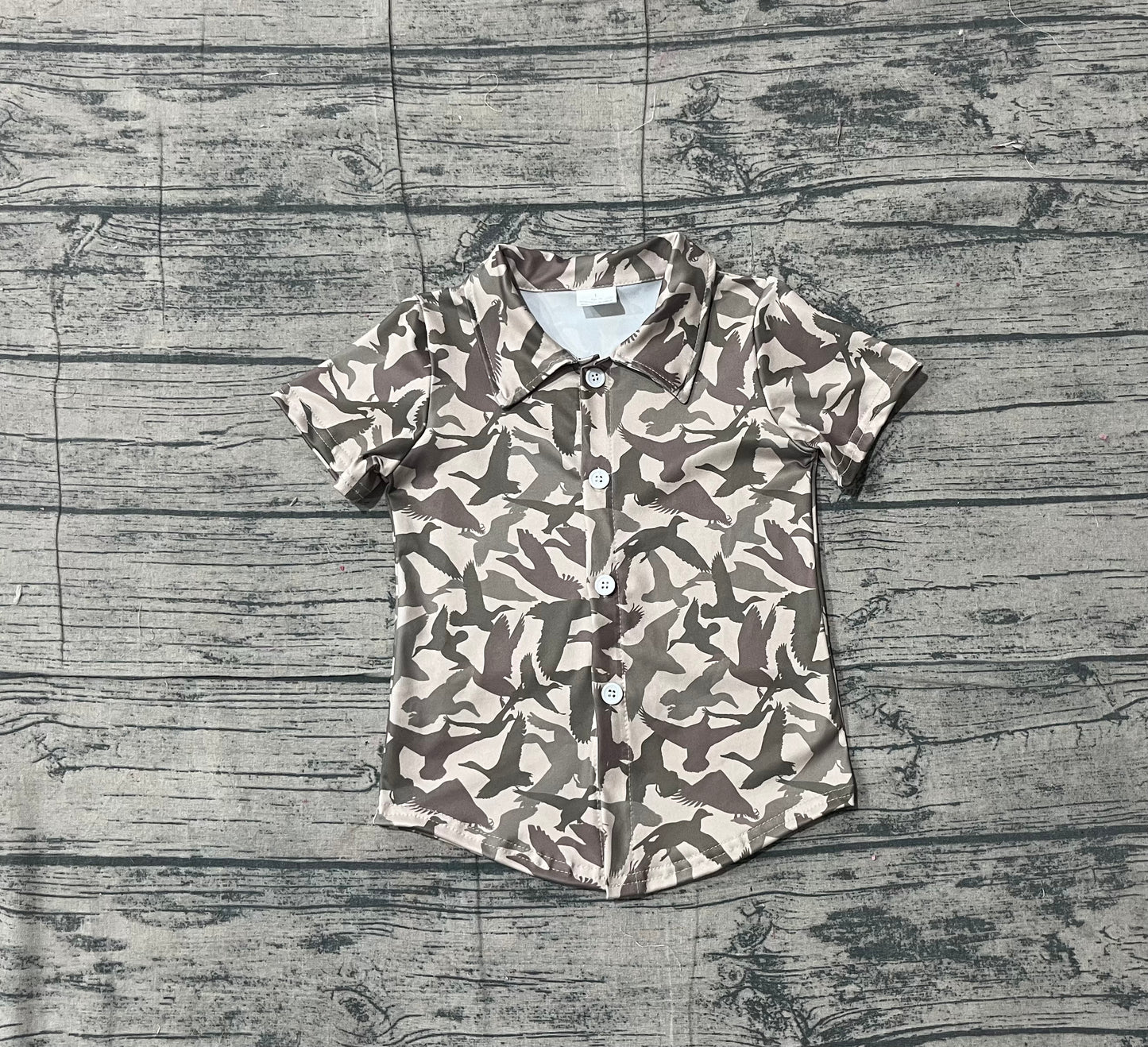 Mallard duck baby boy button shirt preorder