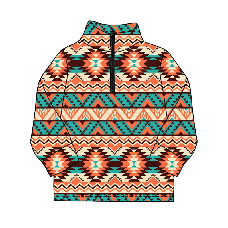 Western aztec kids long sleeve pullover top preorder