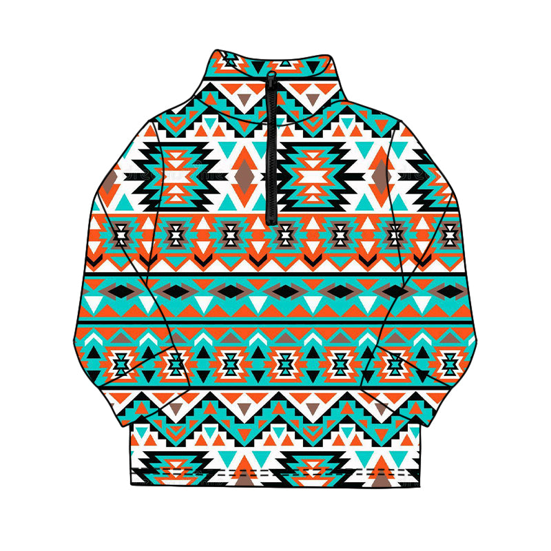 Western aztec kids long sleeve pullover top preorder
