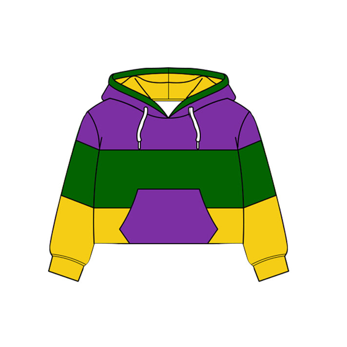 Mardi Gras color boys long sleeve yoga hoodie top preorder