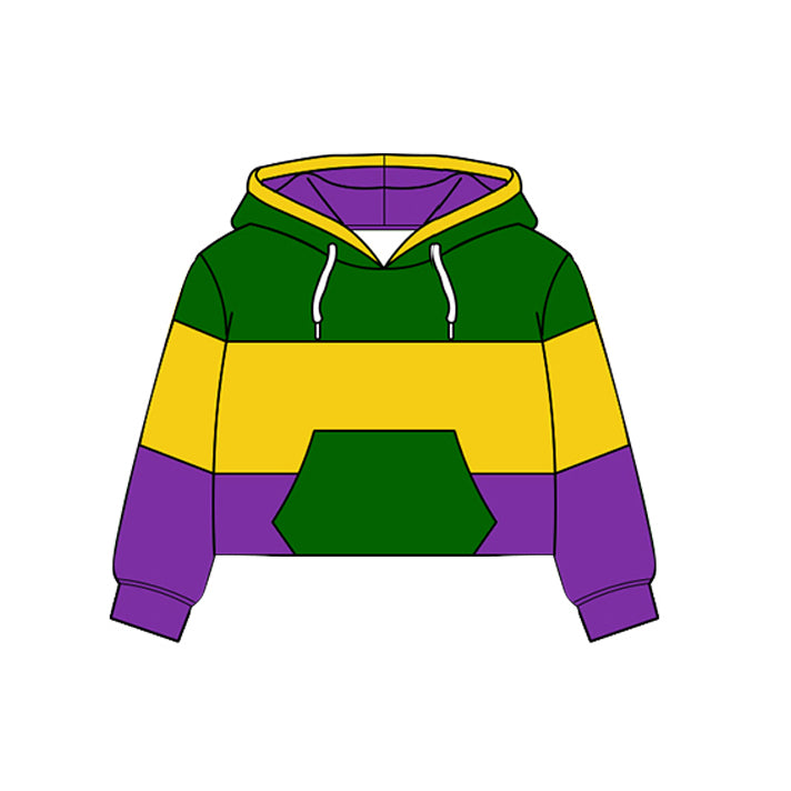 Mardi Gras color boys long sleeve yoga hoodie top preorder