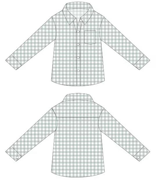 Plaid design boys long sleeve button down shirt top preorder