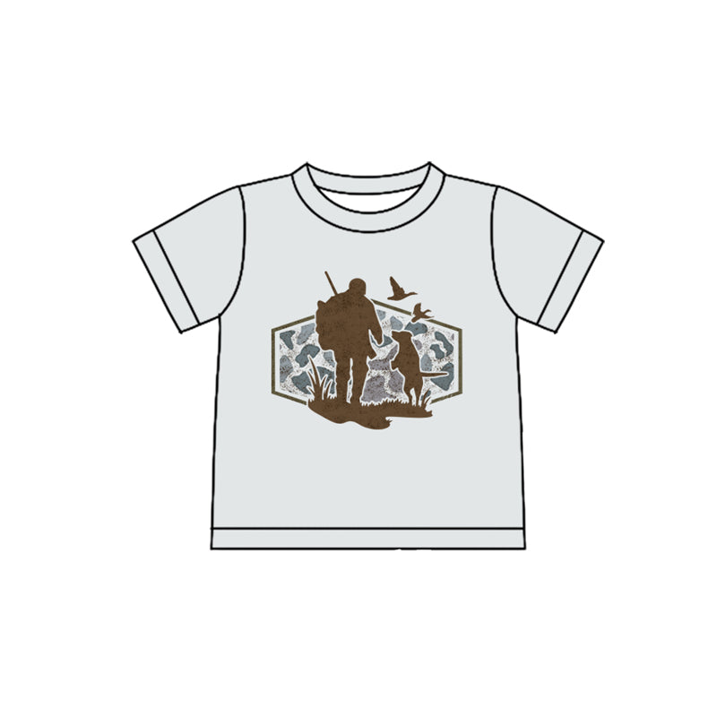 Duck dog hunting season kids baby boy short sleeve top preorder
