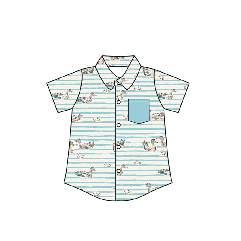 Mallard duck kids short sleeve button down shirt preorder