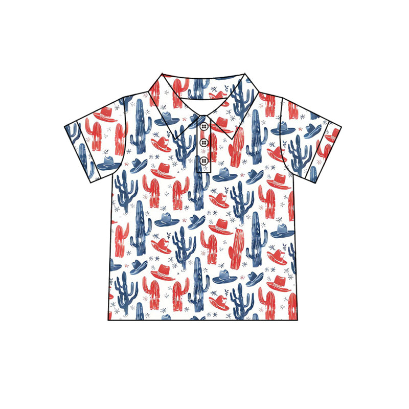 Cactus design July 4th short sleeve pullover top preorder