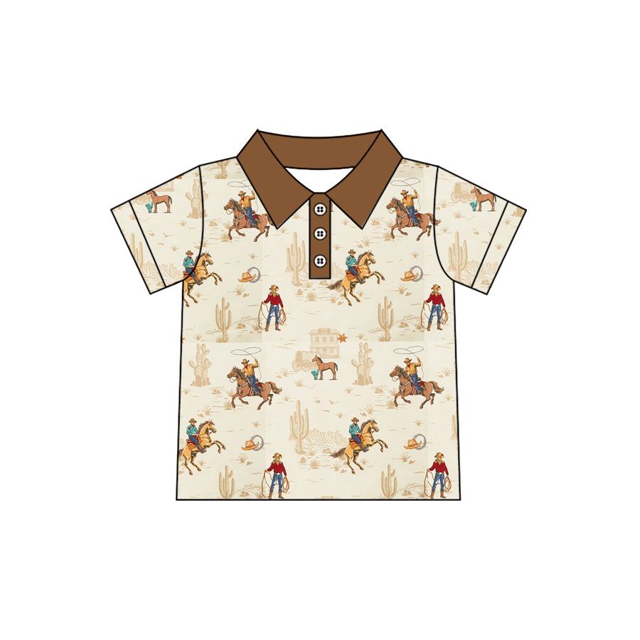 Western cowboy design kids short sleeve pullover top preorder