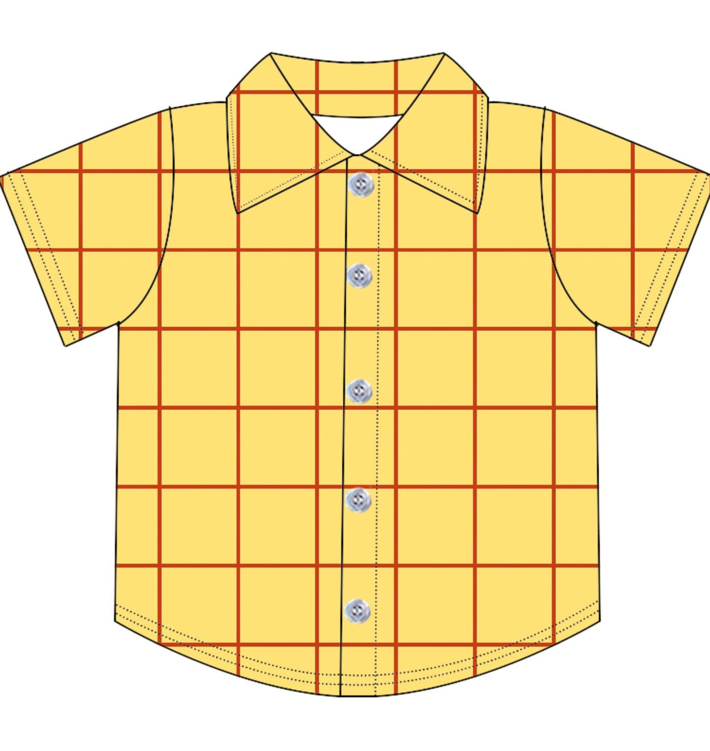 Yellow plaid boy short sleeve button down top preorder