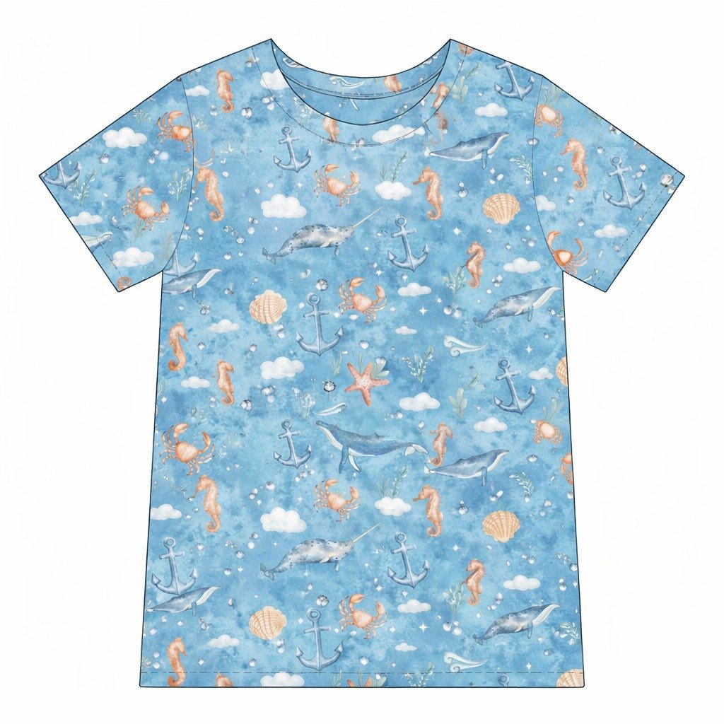 Sea animal style boy short sleeve top preorder