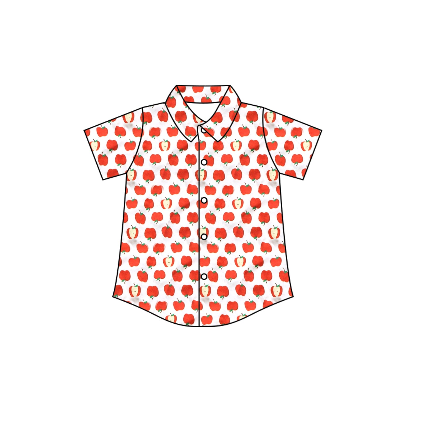 Apple design kids boy short sleeve back to school button down top preorder