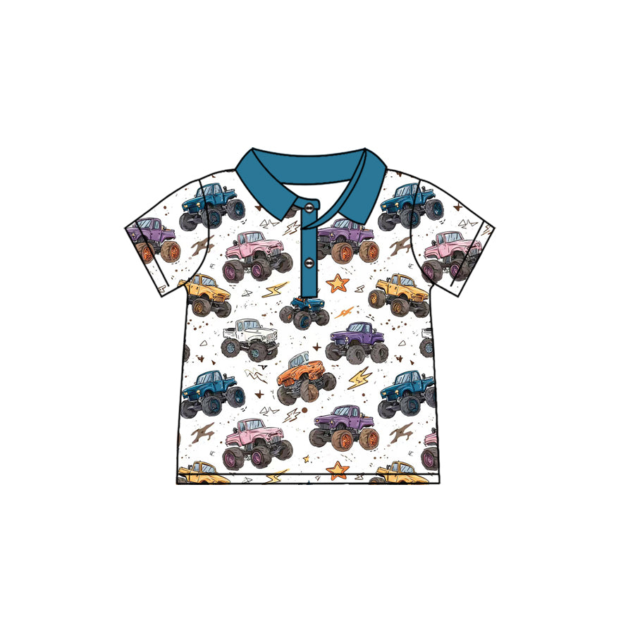 Car design print boy short sleeve pullover top preorder