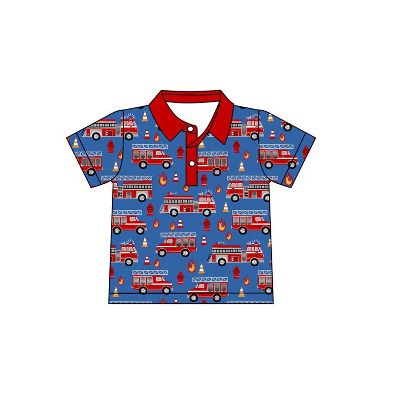 fire fighting truck boys short sleeve summer pullover shirt preorder