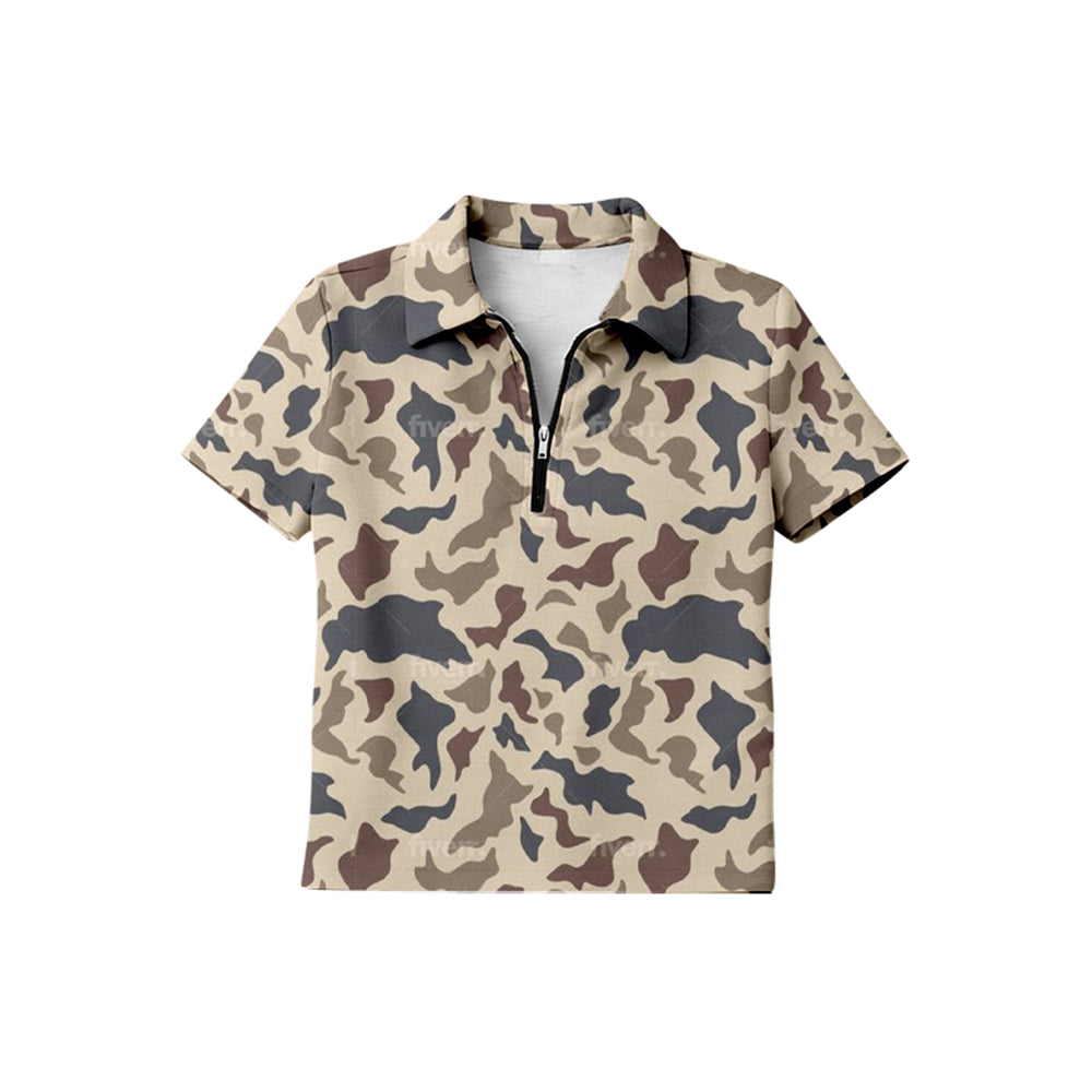 Navy Camo design print boy short sleeve pullover top preorder
