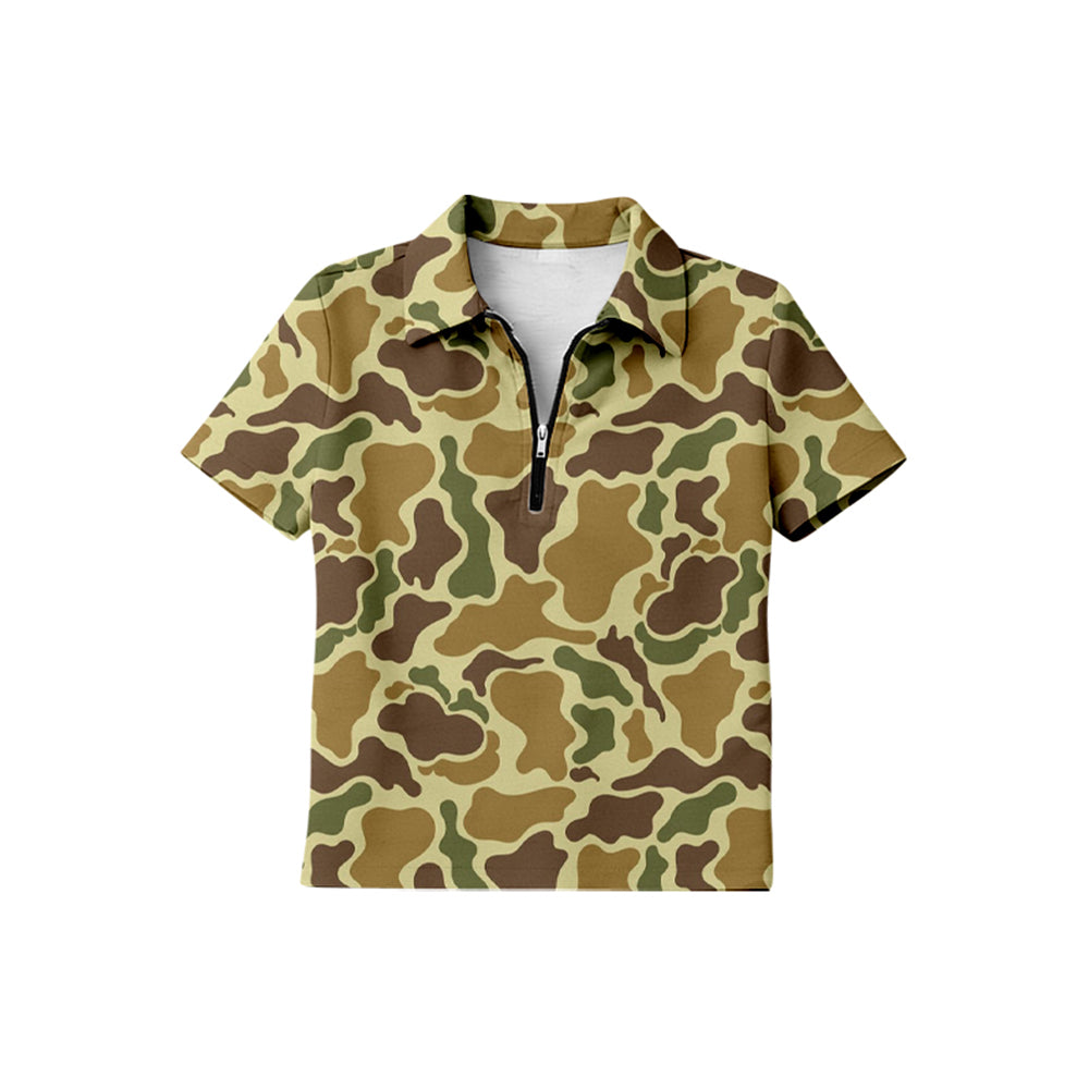 Golden Camo design print boy short sleeve pullover top preorder