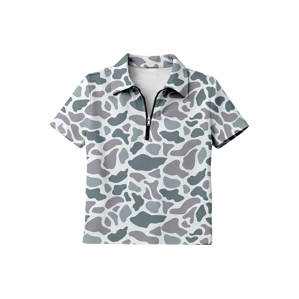 Grey Camo design boy short sleeve pullover top preorder