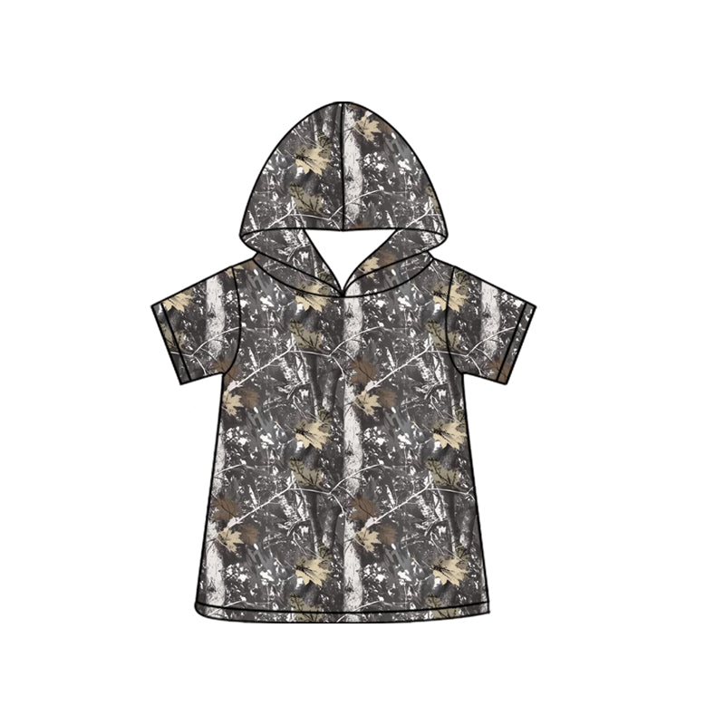 Camo print boy short sleeve hoodie top preorder
