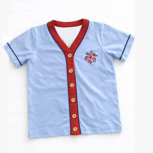 Firecracker print boy short sleeve top preorder