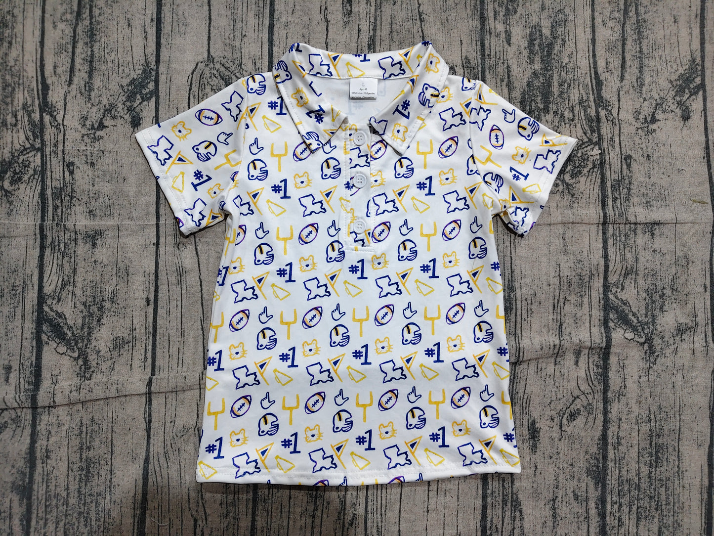 Football print boy short sleeve pullover top preorder