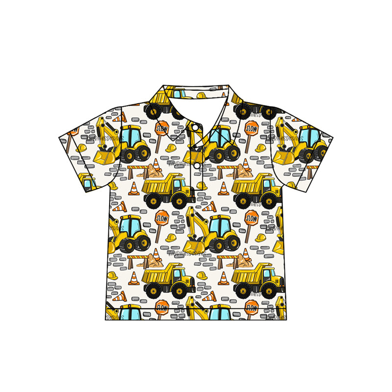 Contruction design short sleeve pullover top preorder