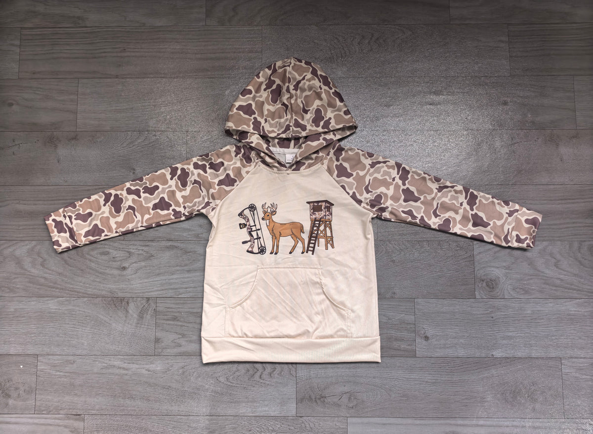 Deer print kids boy long sleeve camo hoodie top preorder