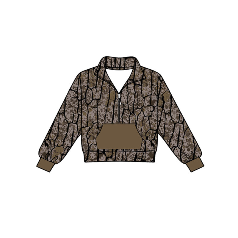 Camo print kids boy long sleeve pullover top preorder