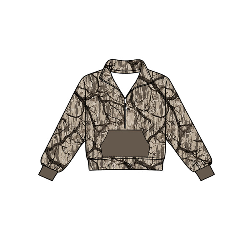 Camo print kids boy long sleeve pullover top preorder