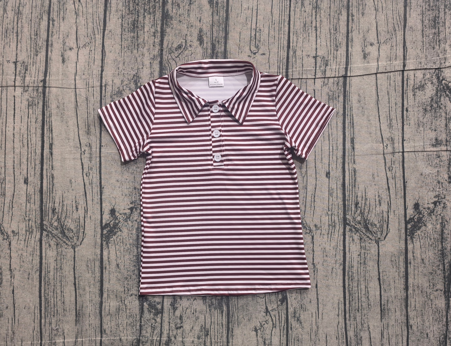 Red stripes kids boy short sleeve pullover top preorder