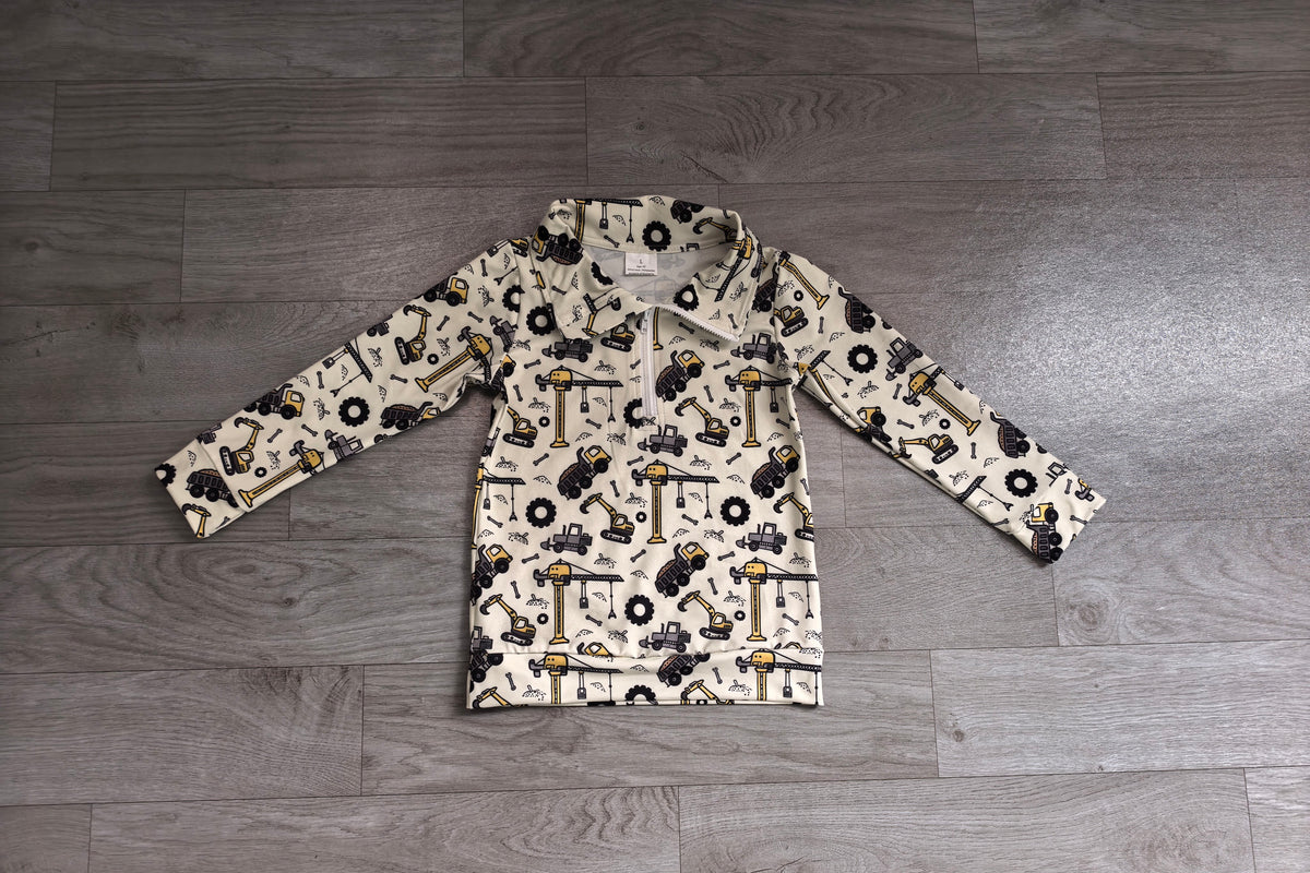Construction print kids long sleeve pullover top preorder