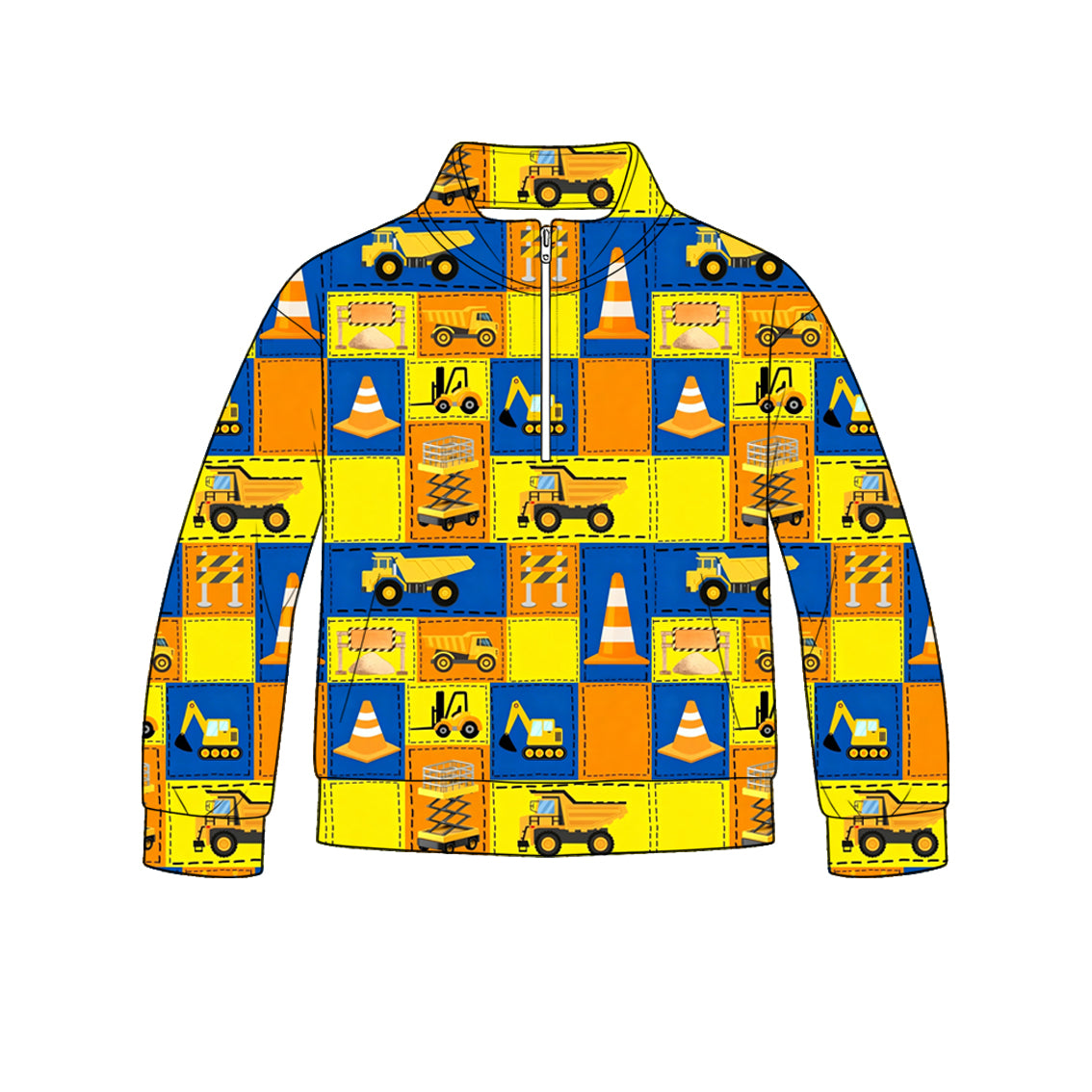 Construction print kids long sleeve pullover top preorder
