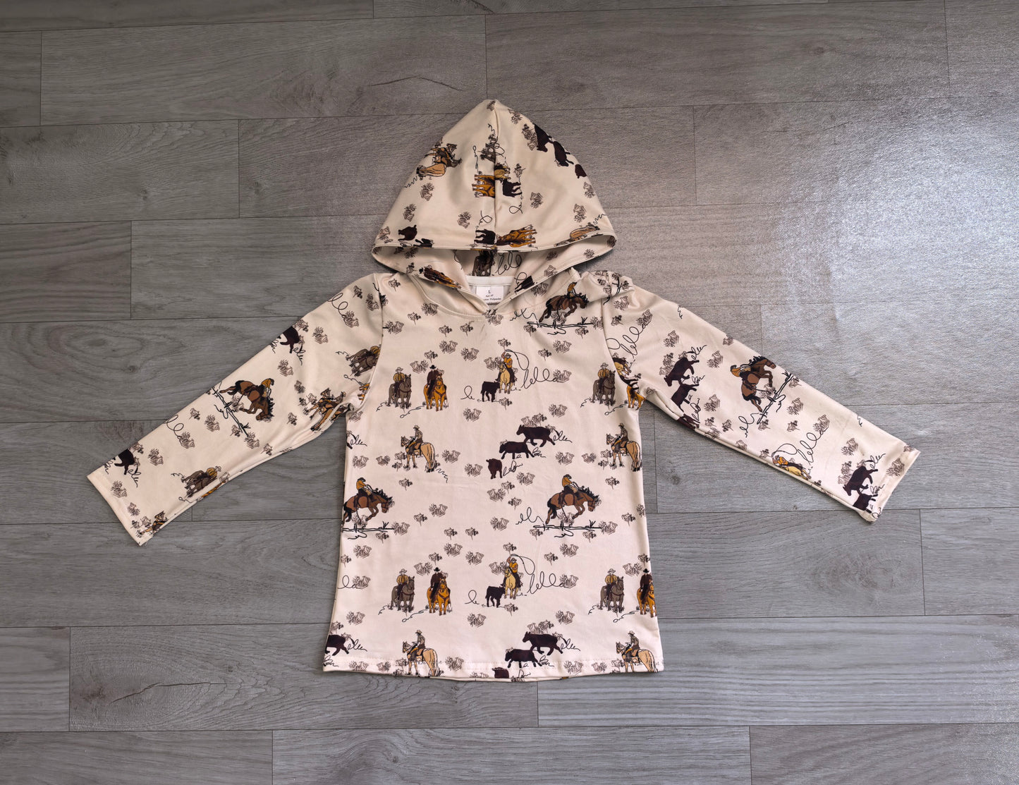 Western rodeo print kids boy long sleeve hoodie top preorder