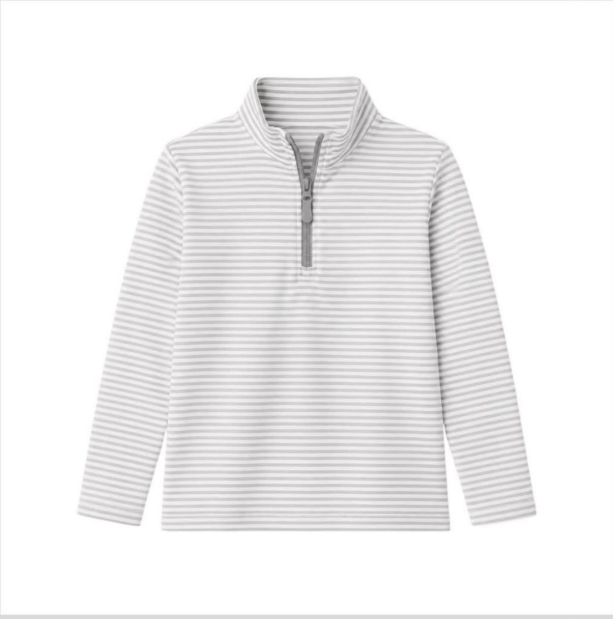 Grey stripes kids girls long sleeve zip pullover top preorder