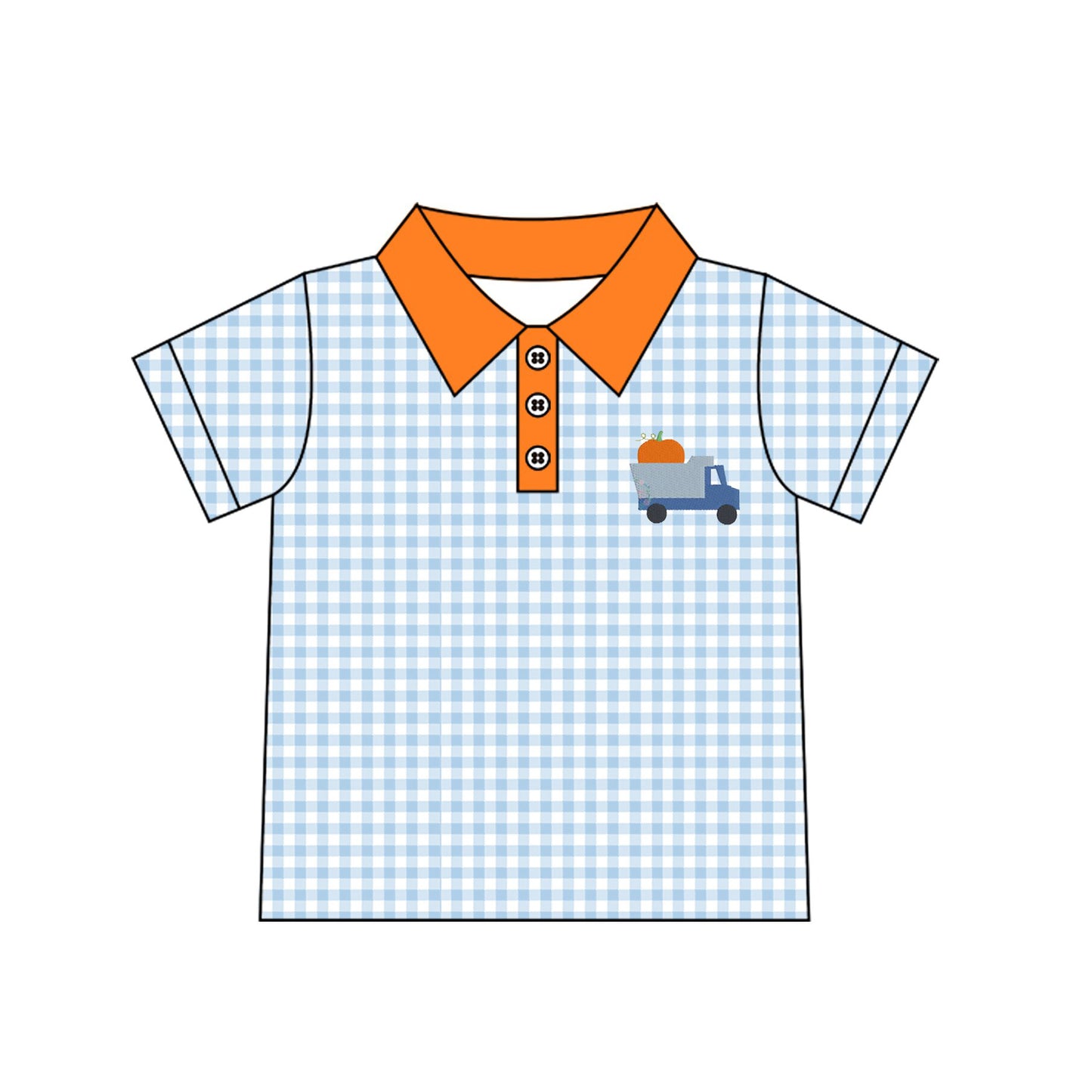 Pumpkin truck print boys short sleeve pullover shirt preorder